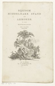 Drei Putti mit Attributen in einer Berglandschaft