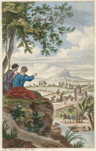 Figuren blicken über eine Landschaft von Reinier Vinkeles (I)