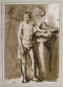 Männlicher Akt, aufrecht von Rembrandt Harmensz. van Rijn