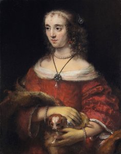 Porträt einer Dame mit Schoßhund