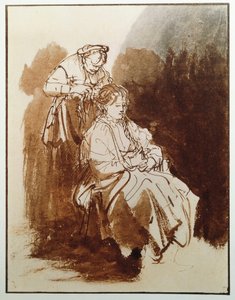 Junge Frau bei ihrer Toilette. Das Haar einer alten Jungfer. von Rembrandt van Rijn