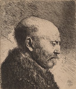 Ein glatzköpfiger Mann im Profil Der Vater des Künstlers, 1630