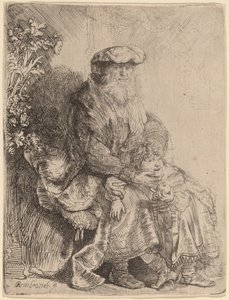 Abraham streichelt Isaak
