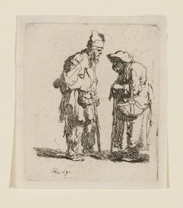 Bettler und Bettlerin im Gespräch von Rembrandt van Rijn