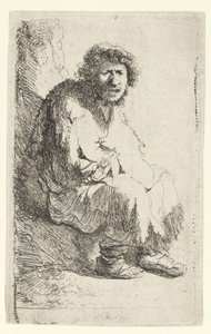 Bettler auf einer Bank sitzend von Rembrandt van Rijn