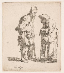 Bettler und Bettlerin im Gespräch von Rembrandt van Rijn