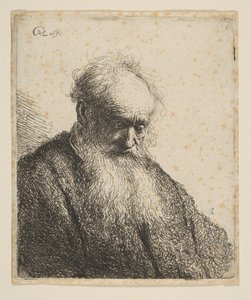 Büste eines alten Mannes mit fließendem Bart: der Kopf geneigt, Dreiviertelansicht nach rechts, 1630