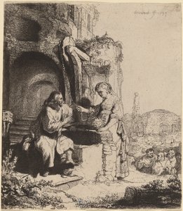 Christus und die Frau von Samaria unter Ruinen von Rembrandt van Rijn