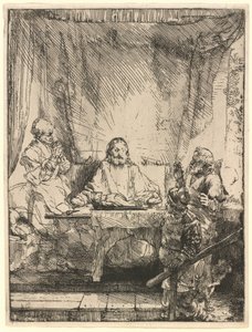 Christus in Emmaus: die größere Platte von Rembrandt van Rijn