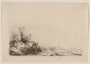 Hütte neben einem Kanal mit Blick auf Ouderkerk