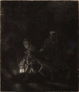 Flucht nach Ägypten: Ein Nachtstück von Rembrandt van Rijn