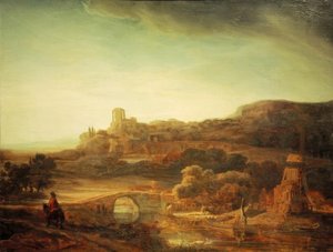 Flusslandschaft mit Windmühle