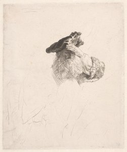 Alter Mann, der mit der Hand die Augen beschattet von Rembrandt van Rijn