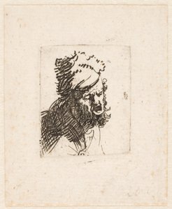 Kopf eines Mannes in einer Pelzmütze, der schreit von Rembrandt van Rijn