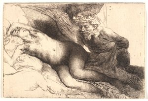 Jupiter und Antiope: die größere Platte von Rembrandt van Rijn