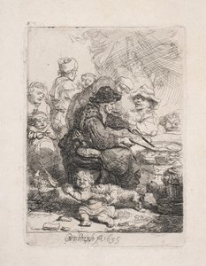 Frau, die Pfannkuchen brät von Rembrandt van Rijn