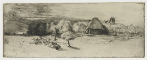 Landschaft mit einem Bauernhaus und dem Haus mit dem Turm