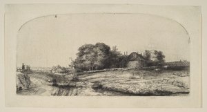 Landschaft mit einer Heuscheune und einer Schafherde, 1652 von Rembrandt van Rijn