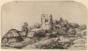 Landschaft mit einem quadratischen Turm