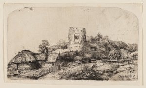 Landschaft mit einem quadratischen Turm