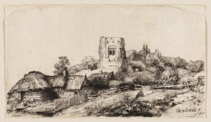 Landschaft mit einem quadratischen Turm