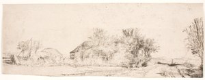 Landschaft mit einer Straße neben einem Kanal von Rembrandt van Rijn