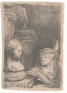 Mann, der von einer Gipsfigur zeichnet von Rembrandt van Rijn