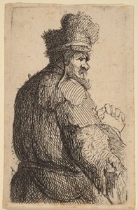 Alter Mann von hinten gesehen, Profil nach rechts von Rembrandt van Rijn