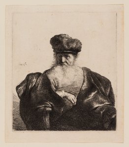 Alter Mann mit Bart, Pelzmütze und Samtumhang von Rembrandt van Rijn