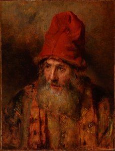 Alter Mann mit hohem, pelzbesetztem Hut von Rembrandt van Rijn
