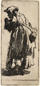 Alte Bettlerin mit einer Kürbisflasche, ca. 1629 von Rembrandt van Rijn