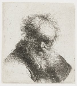 Alter Mann mit langem Bart, mit weißem Ärmel von Rembrandt van Rijn