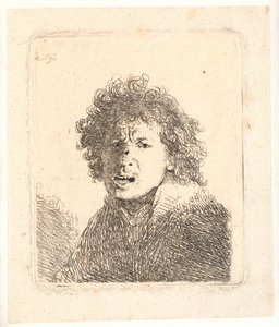 Rembrandt ohne Kopfbedeckung und mit offenem Mund, als ob er schreit: Büste von Rembrandt van Rijn
