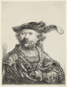 Rembrandt mit Samtkappe von Rembrandt van Rijn