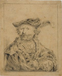 Rembrandt mit einem Federhut