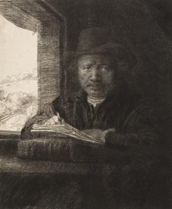 Selbstporträt Radierung am Fenster, 1648