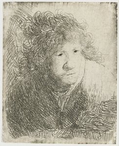 Selbstporträt, nach vorne gelehnt, lauschend, 1628