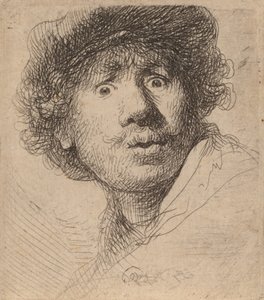 Selbstporträt mit Mütze, mit offenem Mund, 1630