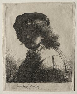 Selbstporträt mit Mütze und Schal mit dunklem Gesicht: Büste, 1633 von Rembrandt van Rijn