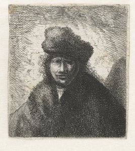 Selbstporträt mit schräger Pelzmütze: Büste, ca. 1631 von Rembrandt van Rijn