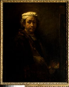 Selbstporträt am Staffelei. Gemälde von Rembrandt Harmenszoon van Rijn genannt Rembrandt (1606-1669)