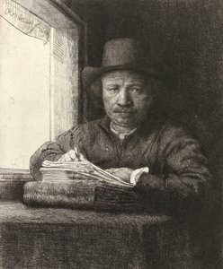 Selbstporträt Radierung am Fenster, 1648