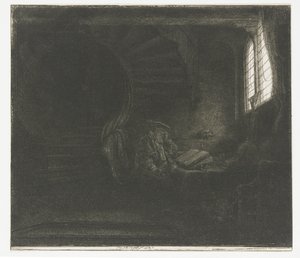 Heiliger Hieronymus in einer dunklen Kammer