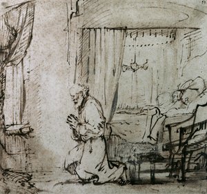 Das Gebet des Heiligen Petrus vor der Auferweckung der Tabitha, ca. 1654-55 von Rembrandt van Rijn