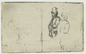 Studienblatt mit zwei Skizzen, eine von zwei Bauern von Rembrandt van Rijn