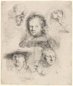 Studien des Kopfes von Saskia und anderen von Rembrandt van Rijn