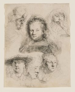 Studien des Kopfes von Saskia und anderen von Rembrandt van Rijn