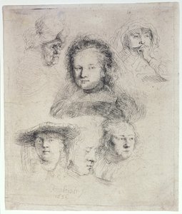 Studien des Kopfes von Saskia und anderen von Rembrandt van Rijn