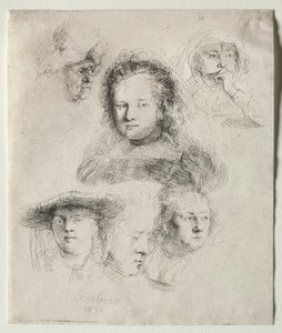 Studien des Kopfes von Saskia und anderen von Rembrandt van Rijn