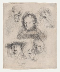 Studien der Köpfe von Saskia und anderen von Rembrandt van Rijn